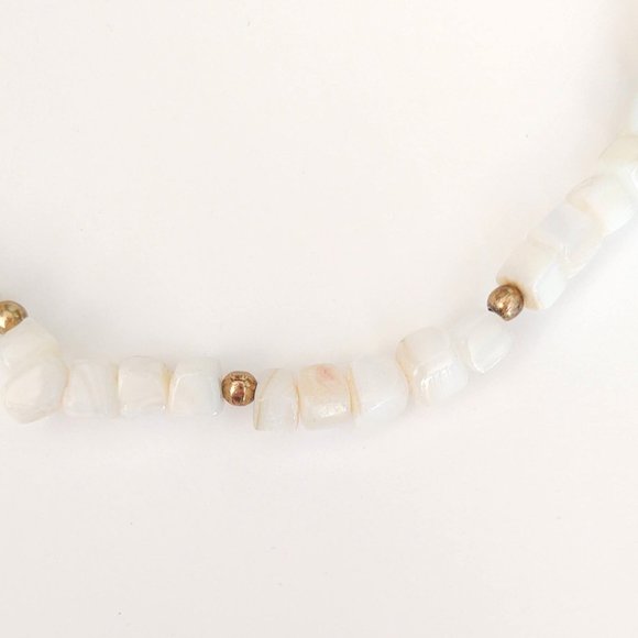 Polished white stone w/gold accents necklace - Picture 6 of 6